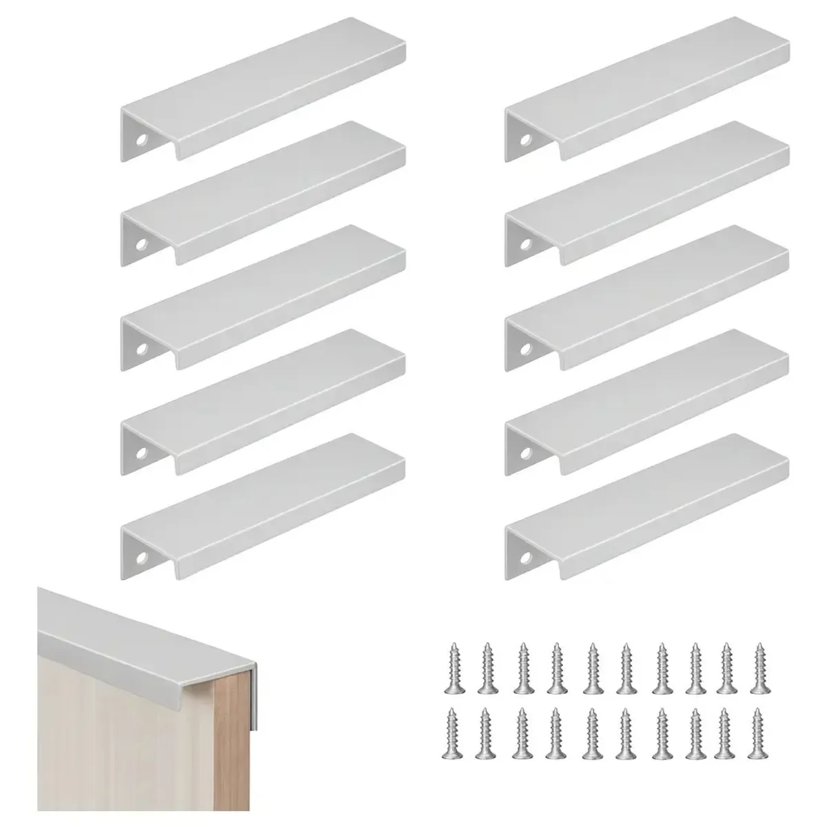 KUANGYE - Pack 10 Tirador Manilla Oculto Satin 128/150mm + Tornillos