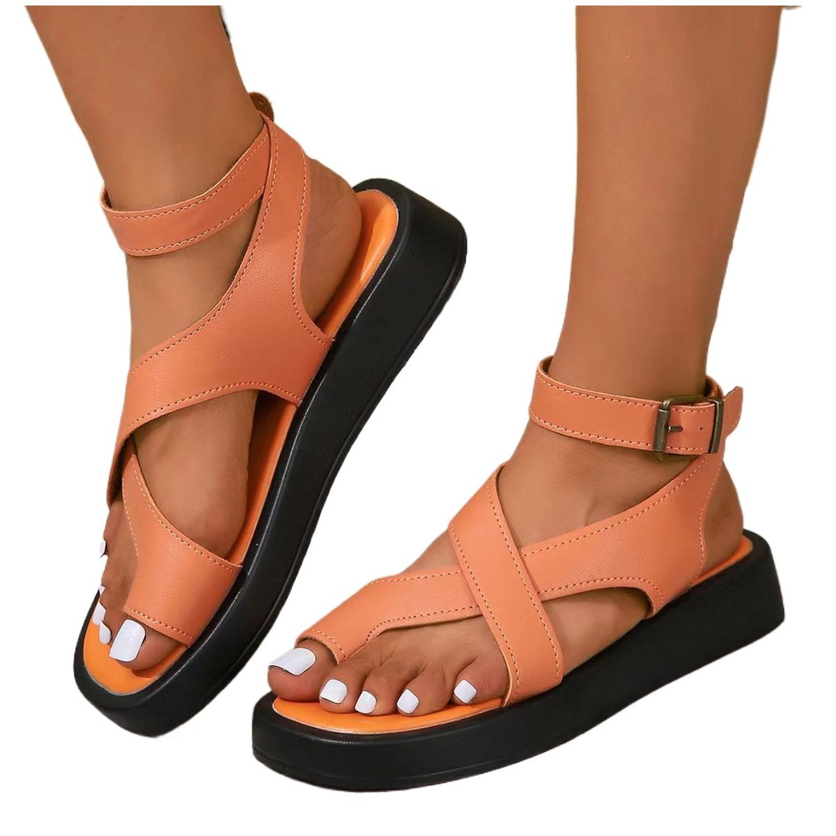 TIOZONEY - Sandalia Mujer -Naranja