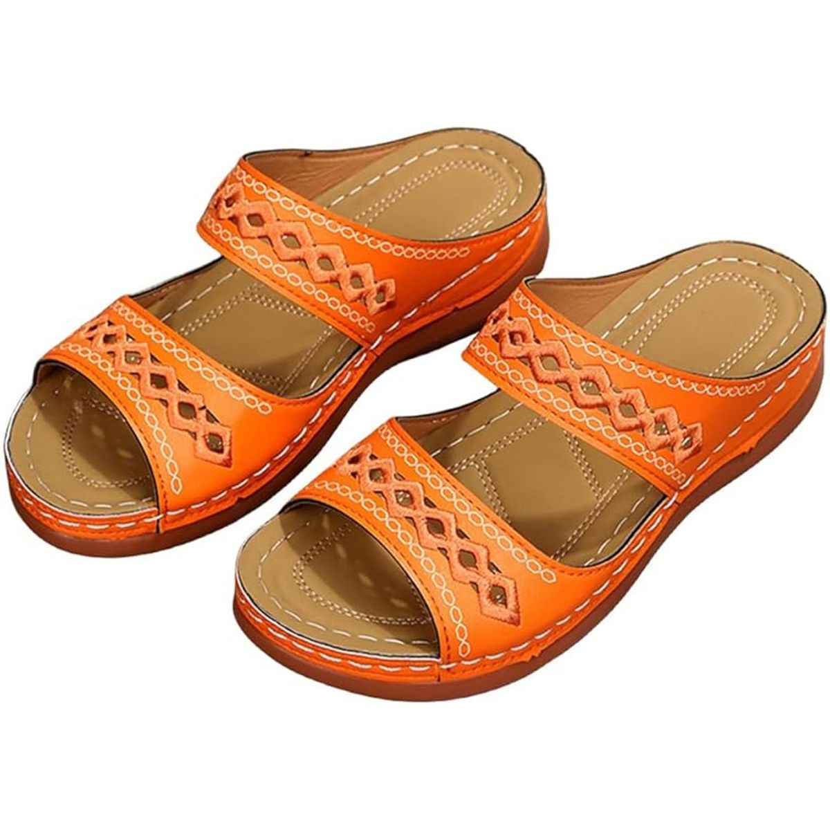 TIOZONEY - Sandalia Mujer -Naranja