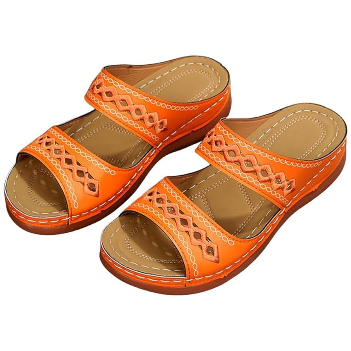 TIOZONEY - Sandalia Mujer -Naranja