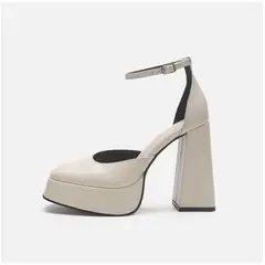 TIOZONEY - Zapatos de tacón blanco para mujer