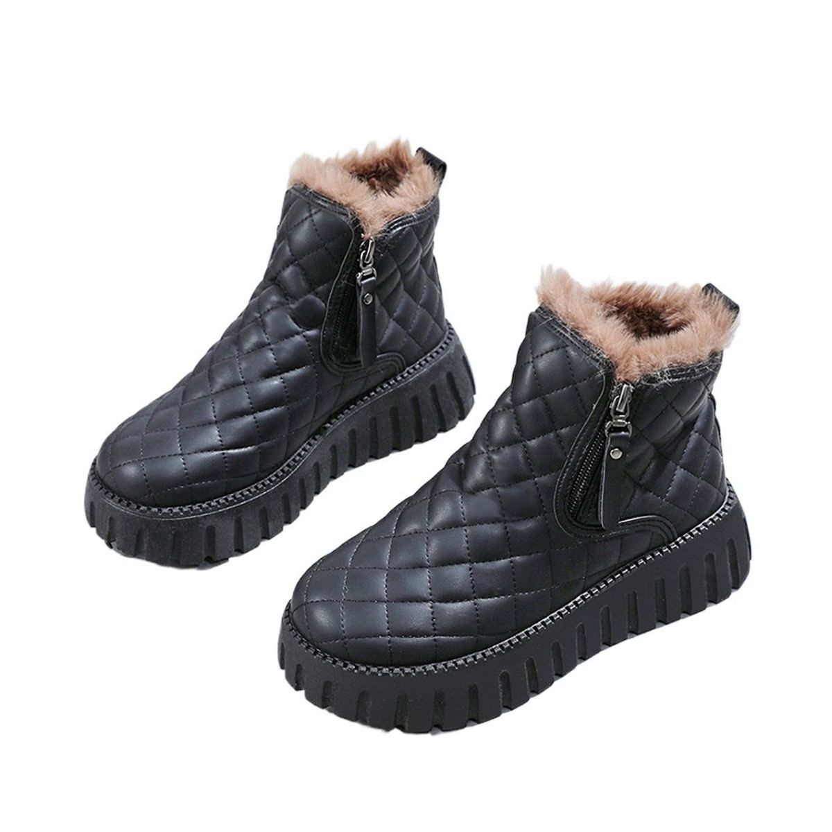 TIOZONEY - Botas de nieve cortas de felpa para mujer