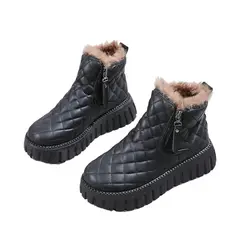 TIOZONEY - Botas de nieve cortas de felpa para mujer