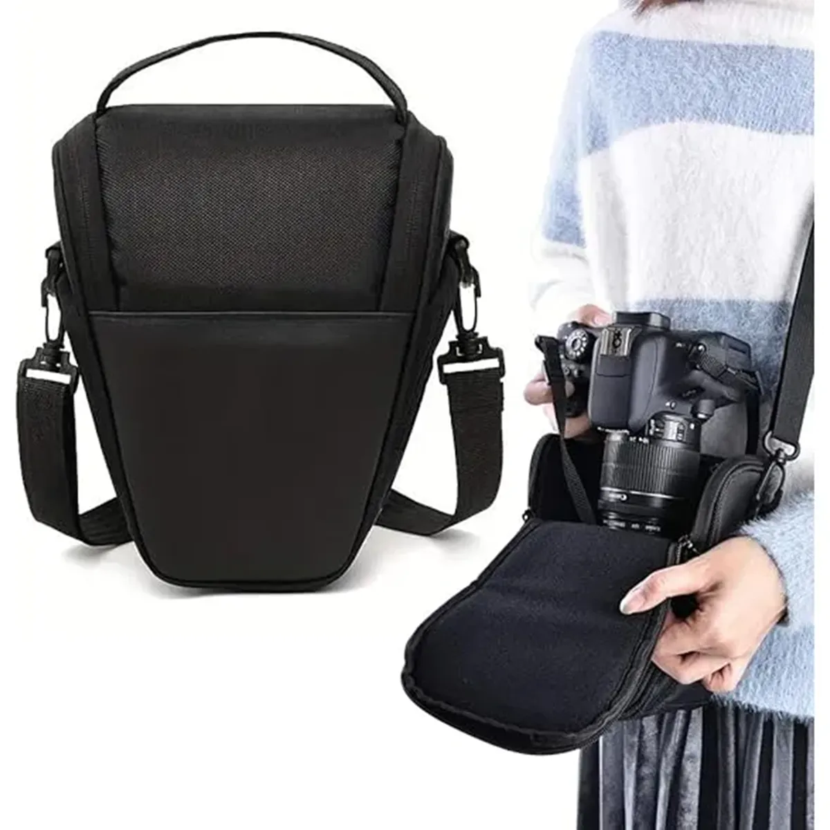 GENERICO - Bolso Para Dslr Acolchado Negro Con Correa Ajustable