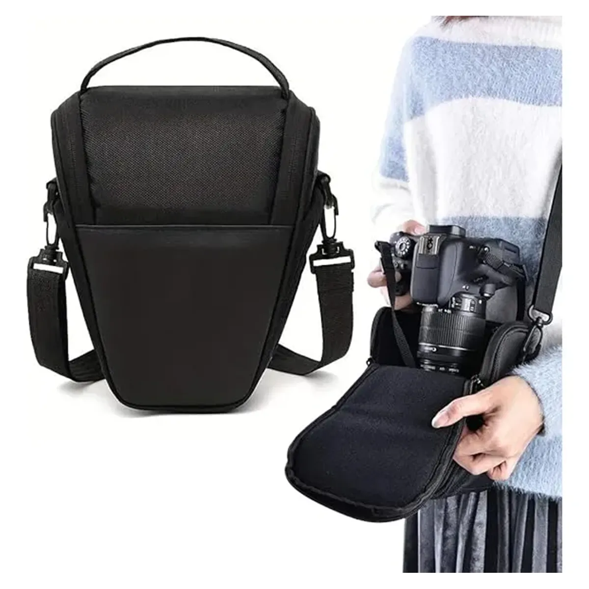 GENERICO - Bolso Para Dslr Acolchado Negro Con Correa Ajustable