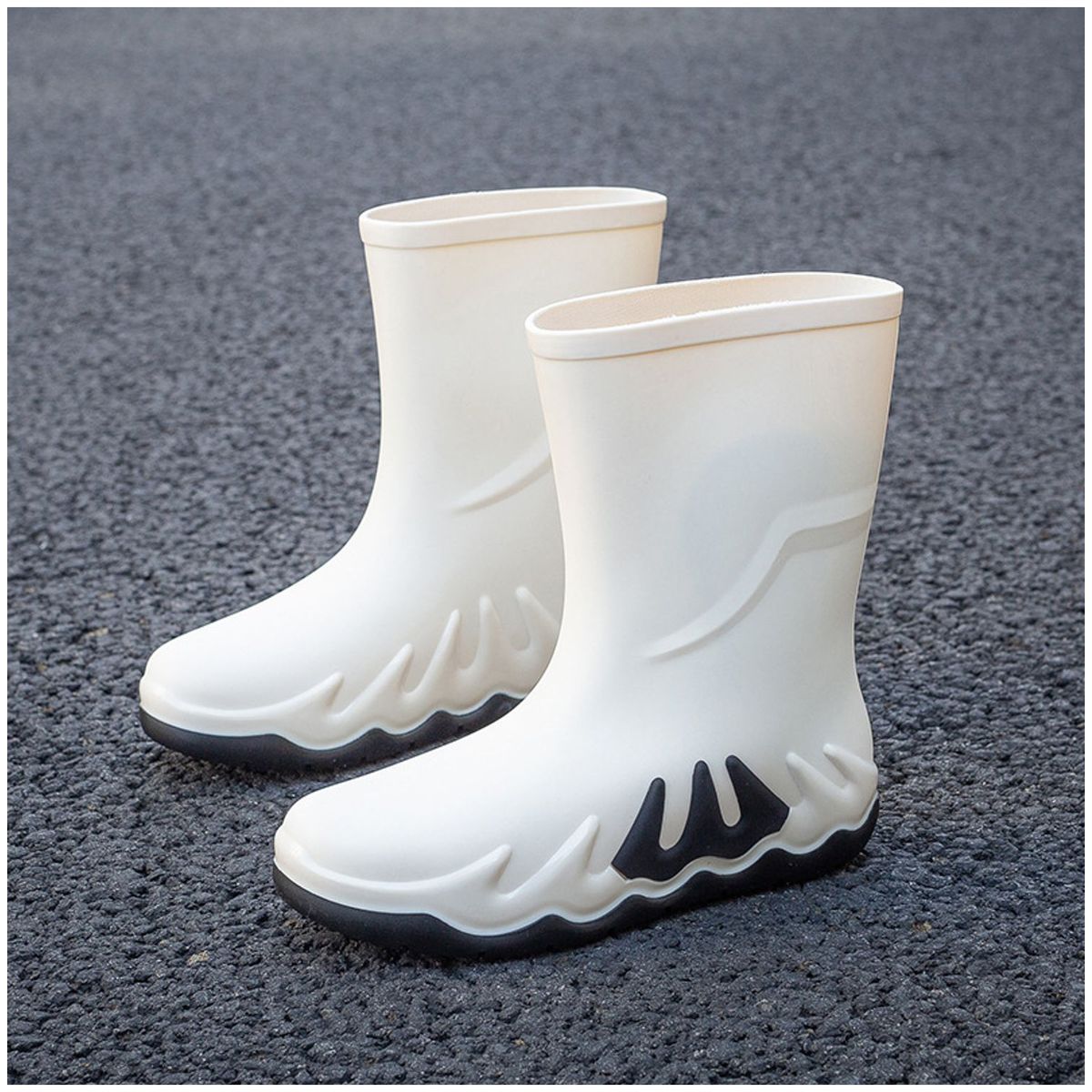 TIOZONEY - Botas de Agua Hombre-Blanco
