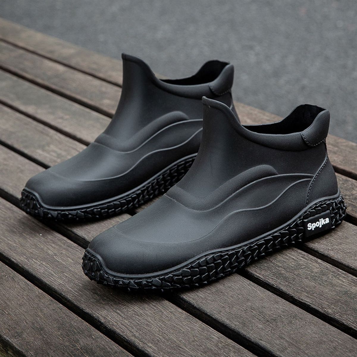 TIOZONEY - Botas de Agua Hombre-Negro
