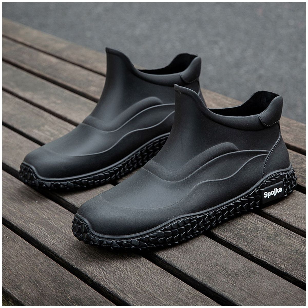 TIOZONEY - Botas de Agua Hombre-Negro
