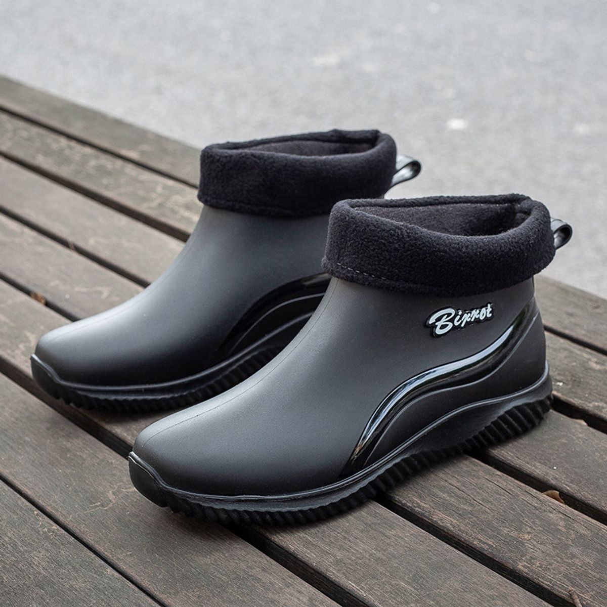 TIOZONEY - Botas de Agua Hombre-Negro
