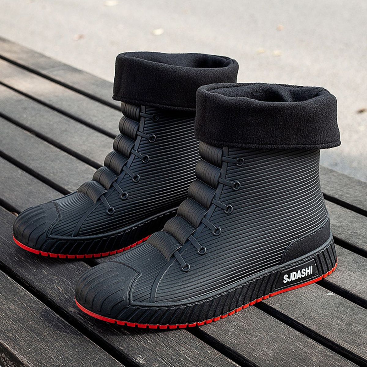 TIOZONEY - Botas de Agua Hombre-Rojo
