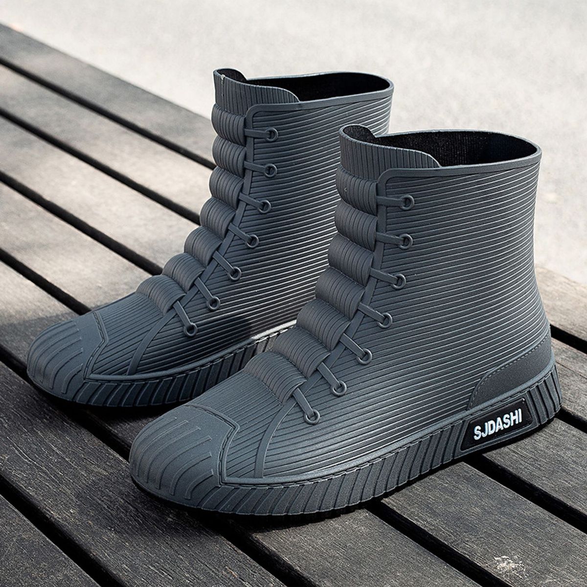 TIOZONEY - Botas de Agua Hombre-Gris