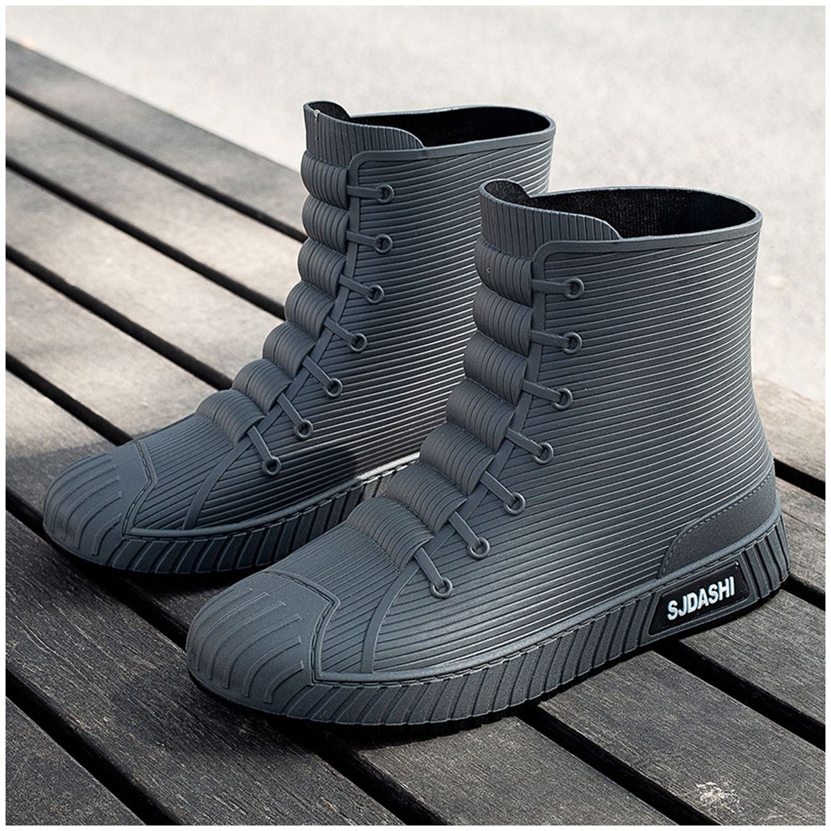 TIOZONEY - Botas de Agua Hombre-Gris
