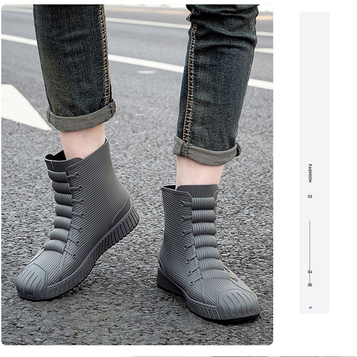TIOZONEY - Botas de Agua Hombre-Gris