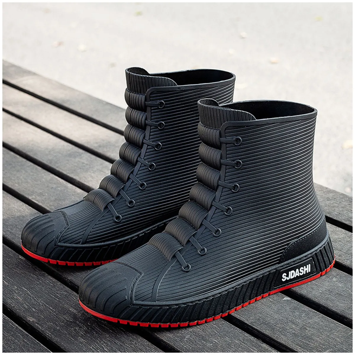 TIOZONEY - Botas de Agua Hombre-Rojo