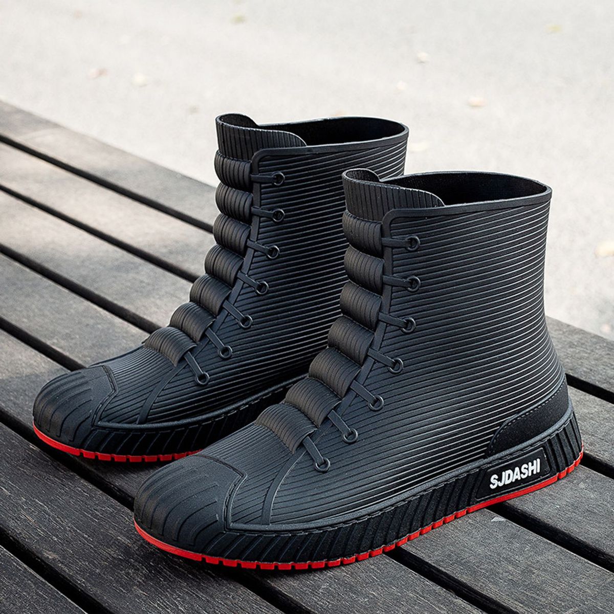 TIOZONEY - Botas de Agua Hombre-Rojo