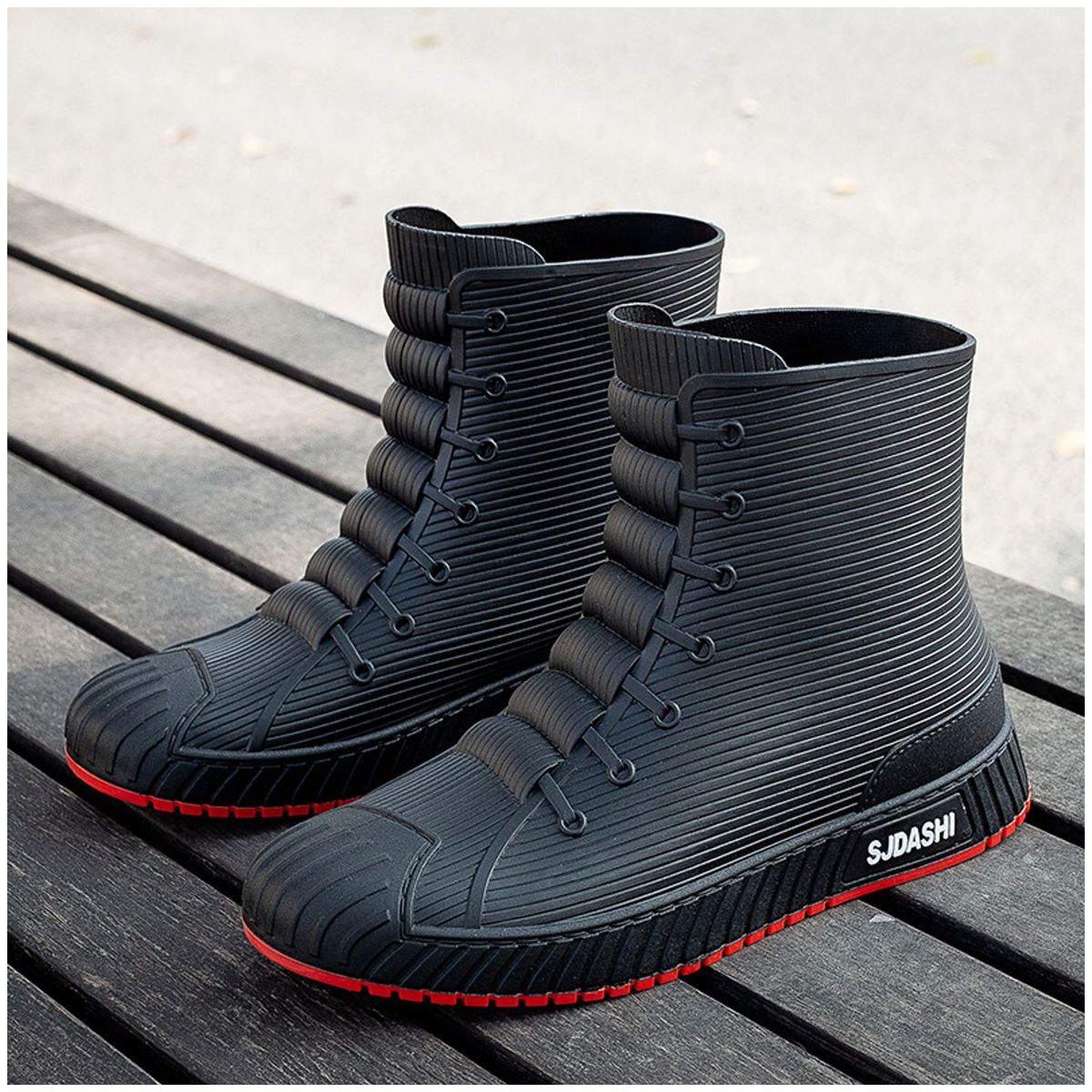 TIOZONEY - Botas de Agua Hombre-Rojo