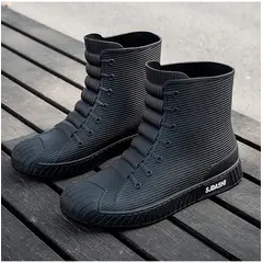 TIOZONEY - Botas de Agua Hombre-Negro