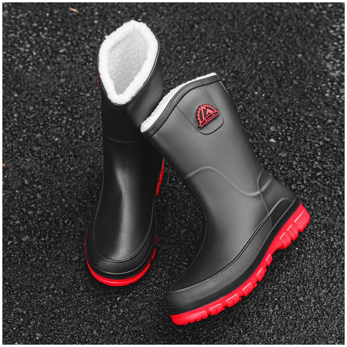 TIOZONEY - Botas de Agua Hombre-Rojo
