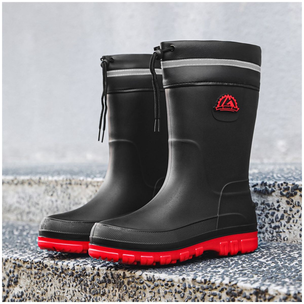 TIOZONEY - Botas de Agua Hombre-Rojo