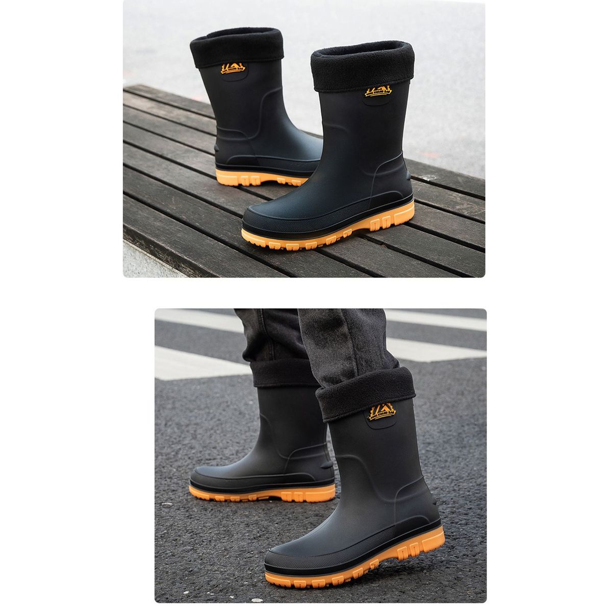 TIOZONEY - Botas de Agua Hombre-Amarillo