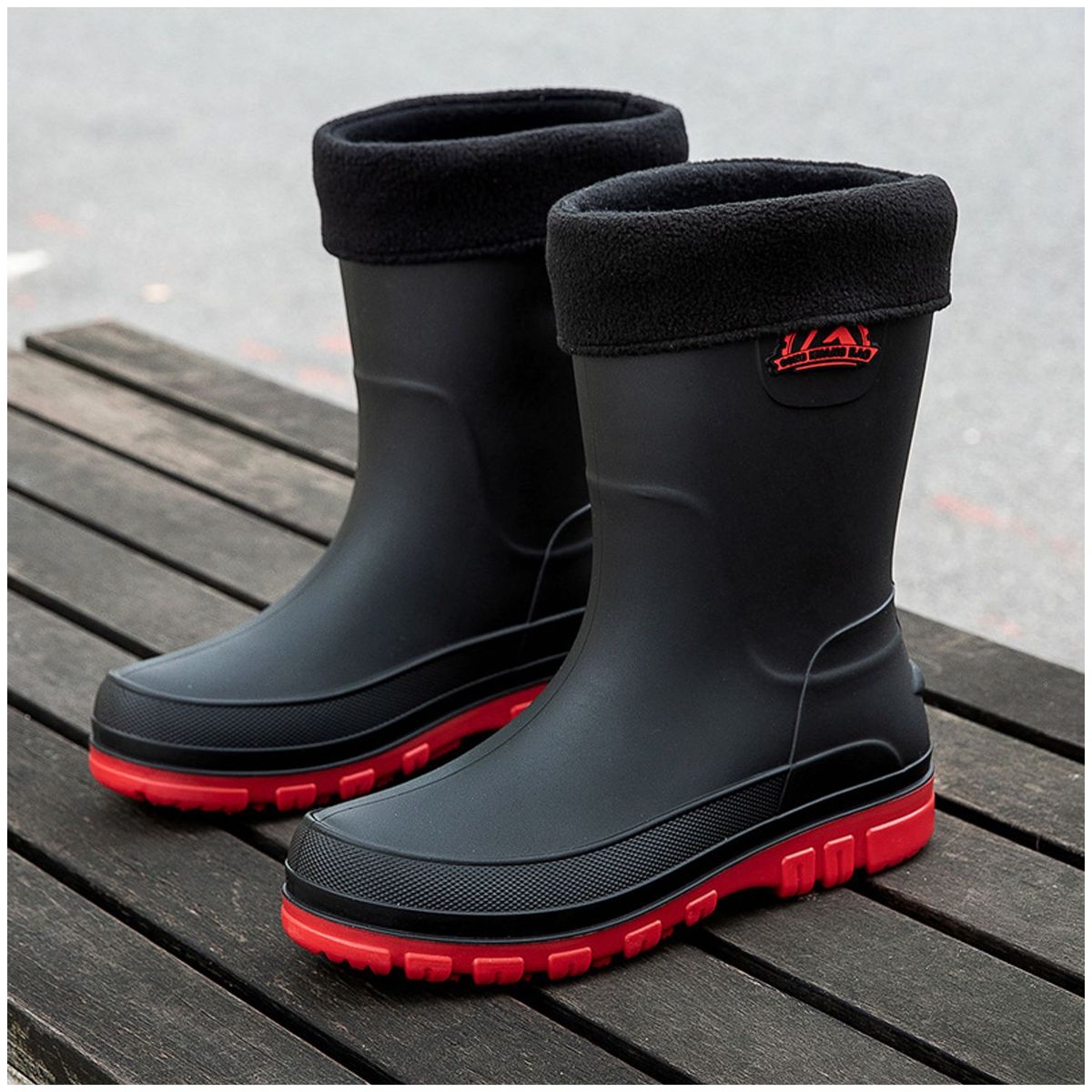 TIOZONEY - Botas de Agua Hombre-Rojo