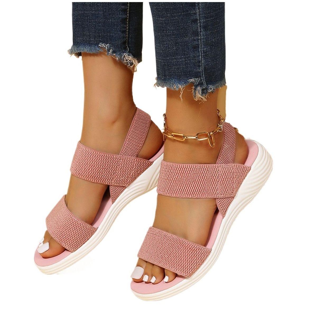 TIOZONEY - Sandalia Mujer -Rosa
