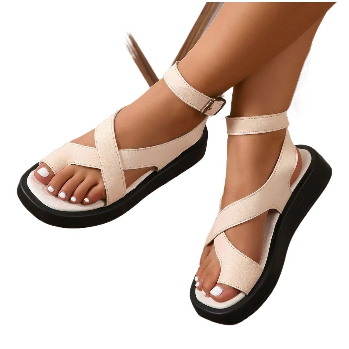 TIOZONEY - Sandalia Mujer -Beige