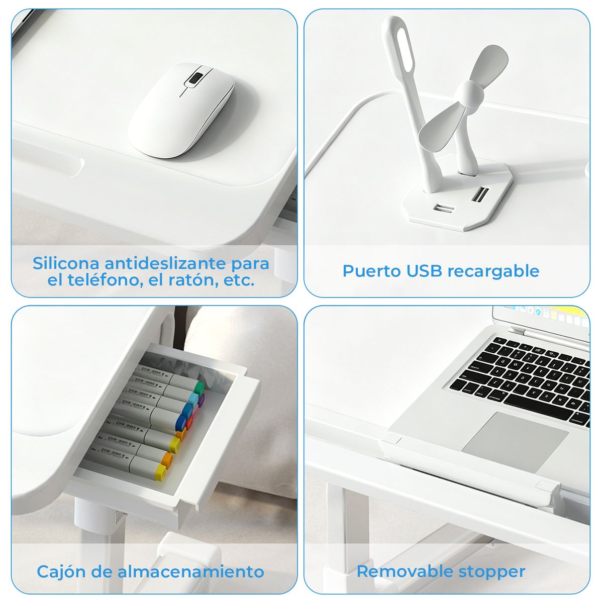 VIDITA - Mesa Laptop Plegable para Cama Ajustable Soporte Notebook Escritorio Portátil Multifuncional