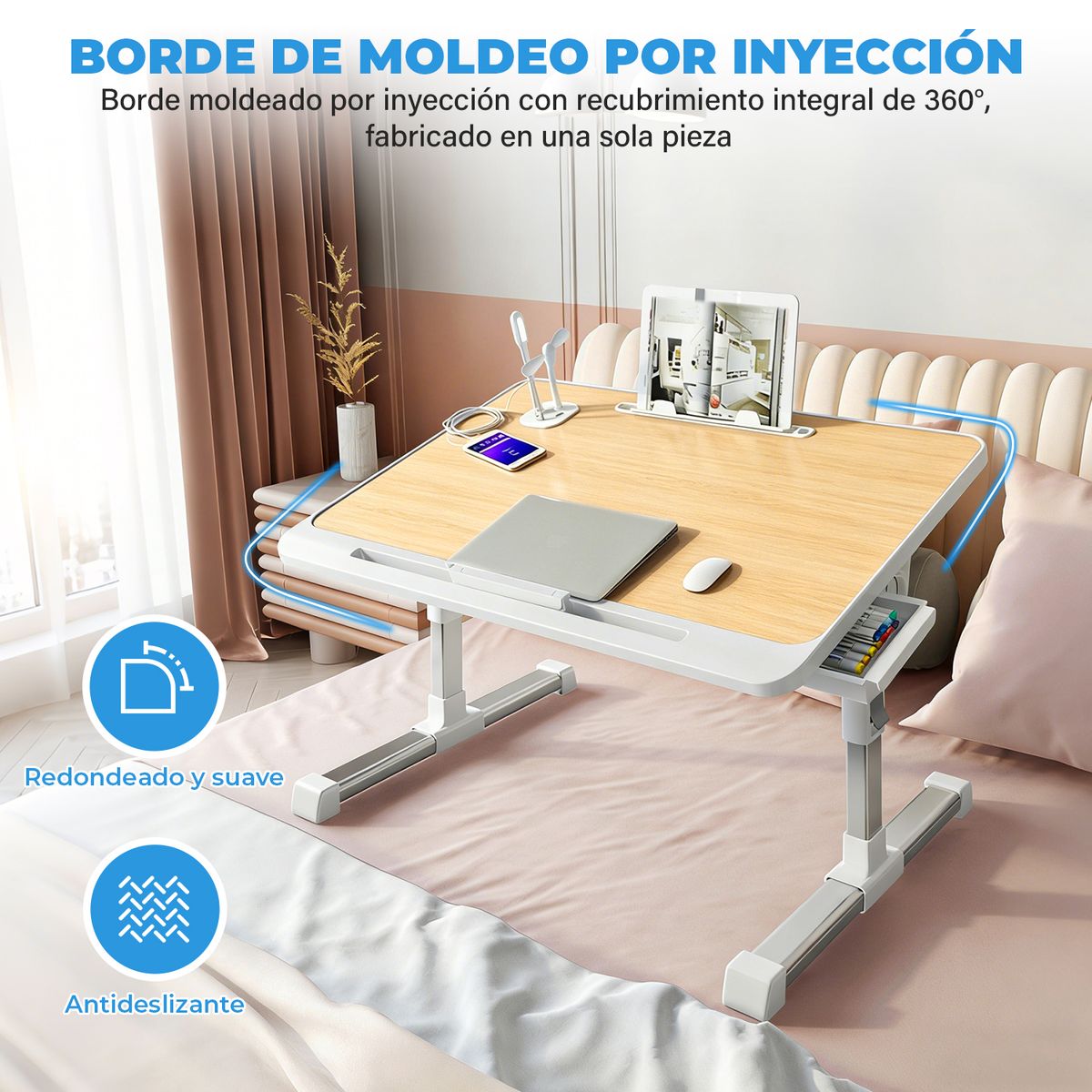 VIDITA - Mesa Laptop Plegable para Cama Ajustable Soporte Notebook Escritorio Portátil Multifuncional