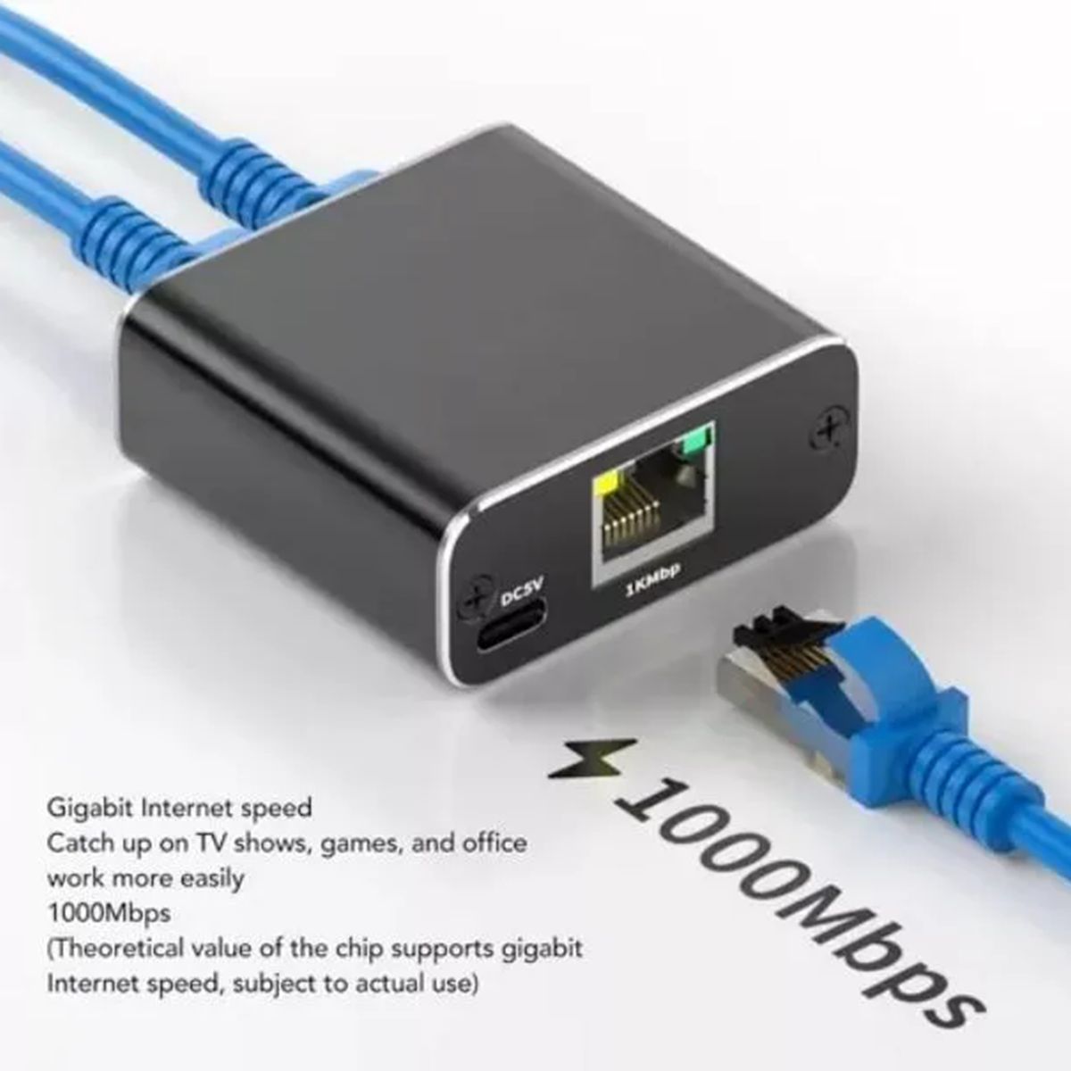 GENERICO - Adaptador Splitter Red Rj45 Lan Ethernet 1gbps + Cable Carga