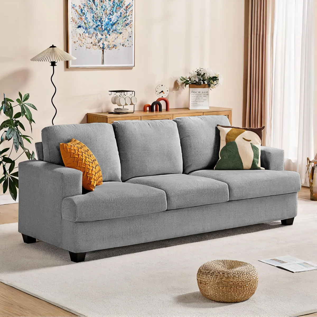 ELEMENT DESIGN - Sofá 3 Cuerpos Catalina 214x92x87 cm Tela Chenille