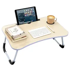 VIDITA - Mesa Laptop Cama Plegable 60x40 con Portavaso Soporte Tablet Escritorio Portátil Económico