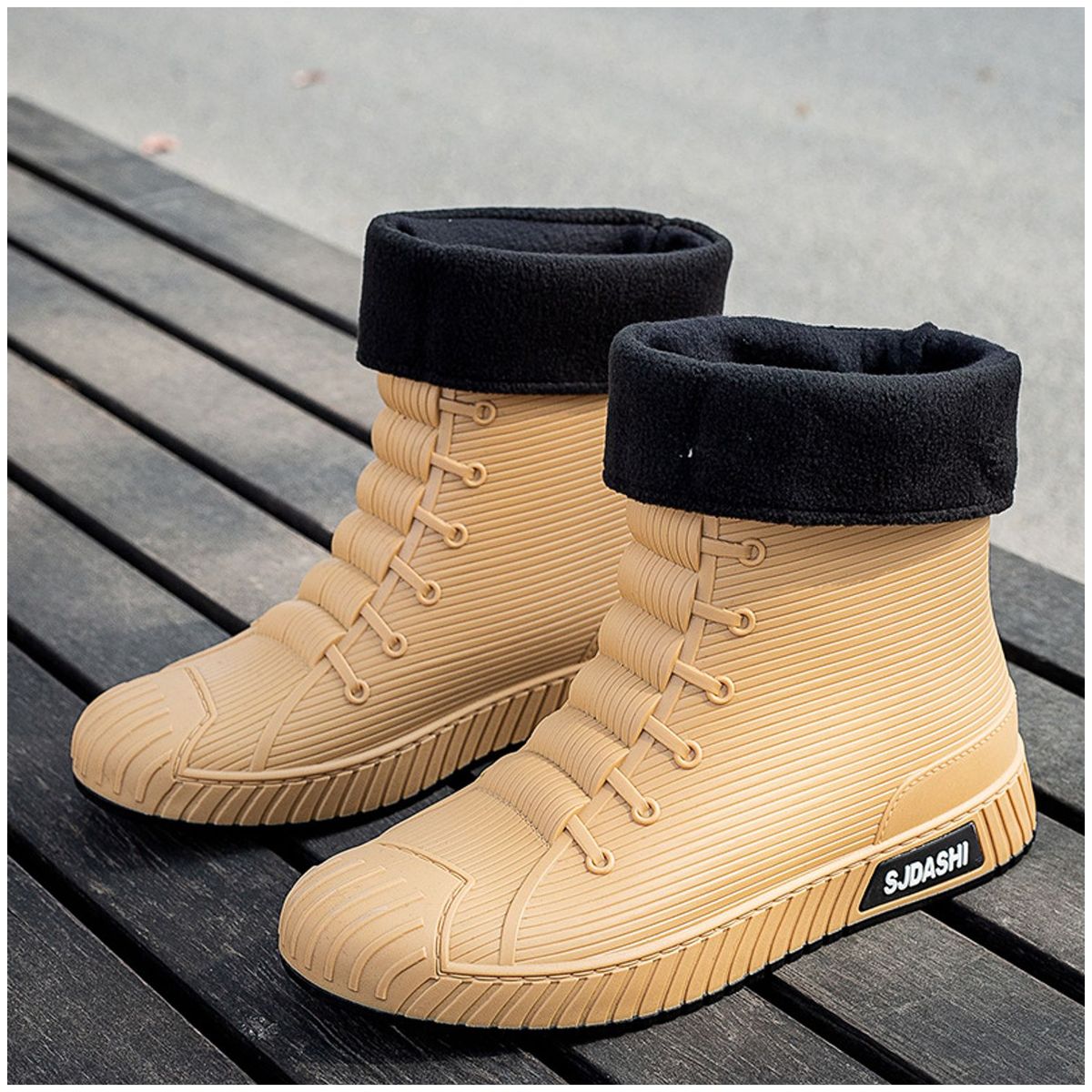 TIOZONEY - Botas de Agua Hombre-Café
