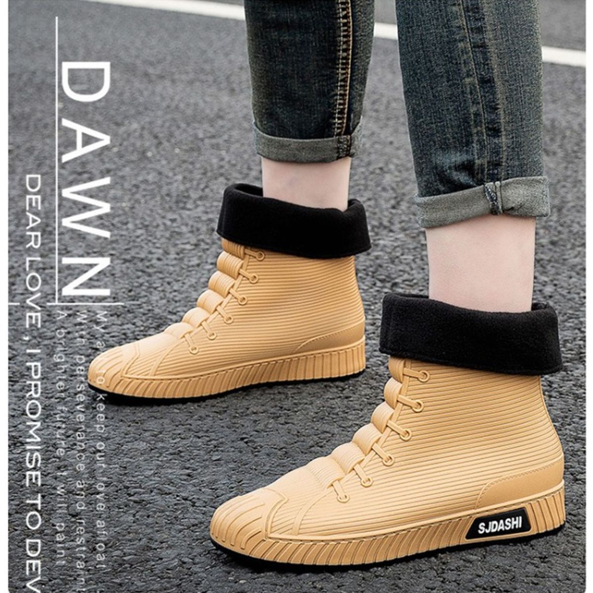 TIOZONEY - Botas de Agua Hombre-Café