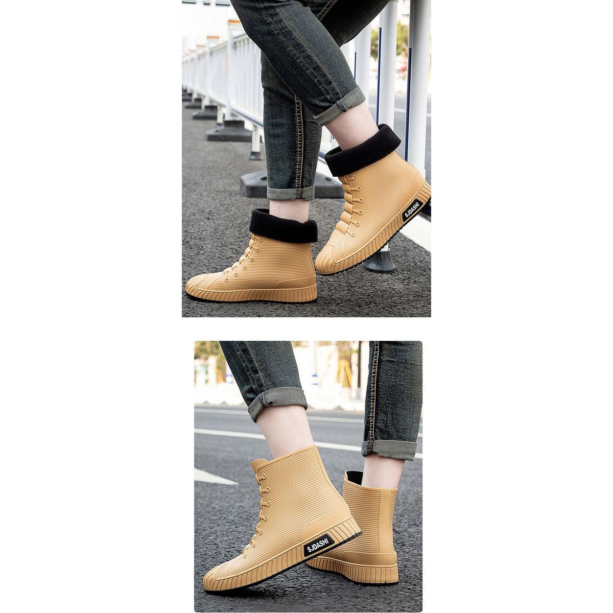 TIOZONEY - Botas de Agua Hombre-Café