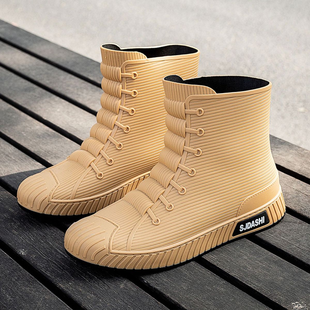 TIOZONEY - Botas de Agua Hombre-Café