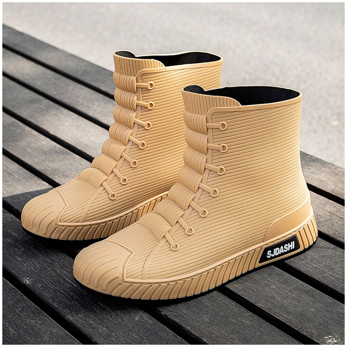 TIOZONEY - Botas de Agua Hombre-Café
