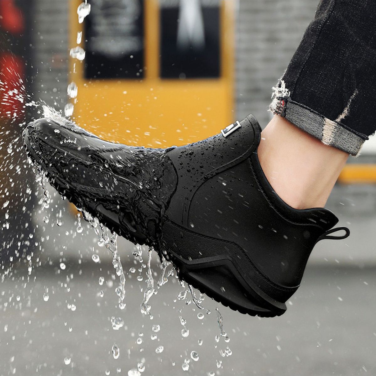 TIOZONEY - Botas de Agua Hombre-Negro