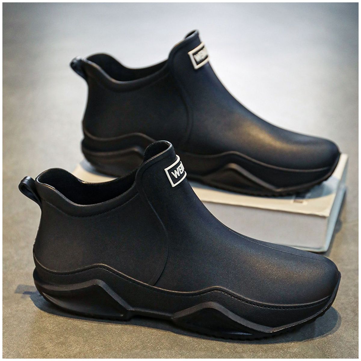 TIOZONEY - Botas de Agua Hombre-Negro