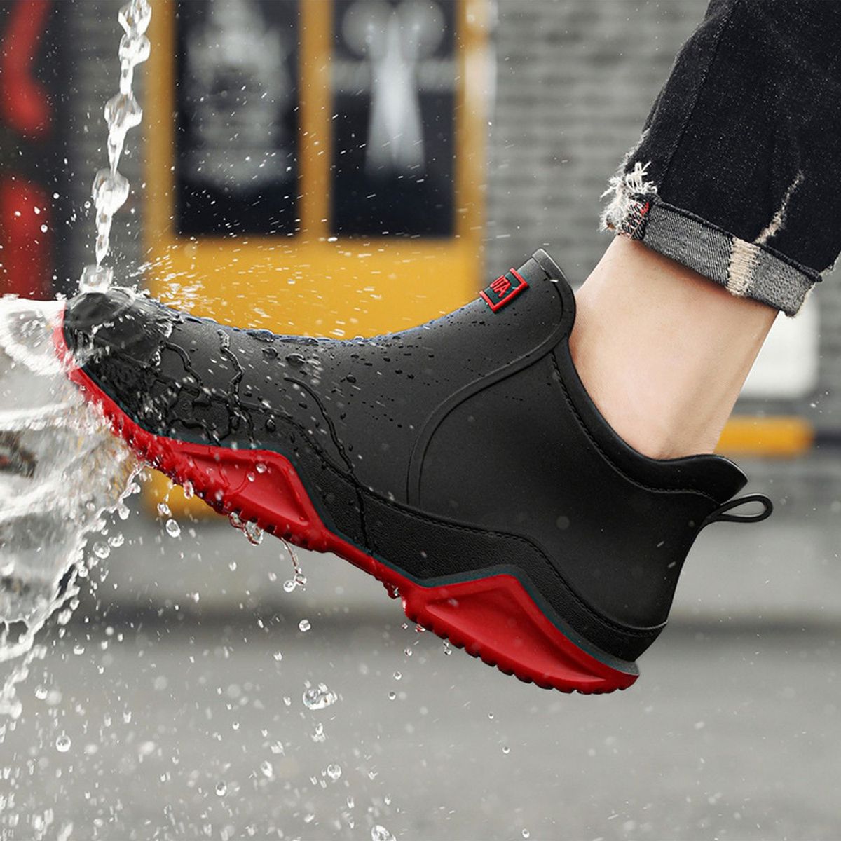 TIOZONEY - Botas de Agua Hombre-Rojo