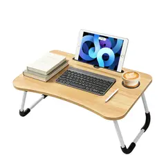 VIDITA - Mesa Laptop Cama Plegable 60x40 con Portavaso Soporte Tablet Escritorio Portátil Económico