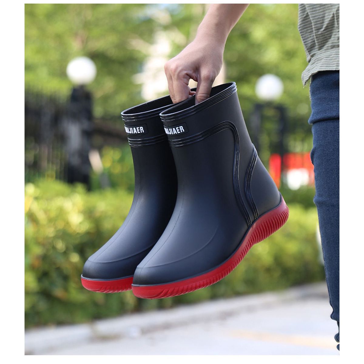 TIOZONEY - Botas de Agua Hombre-Rojo