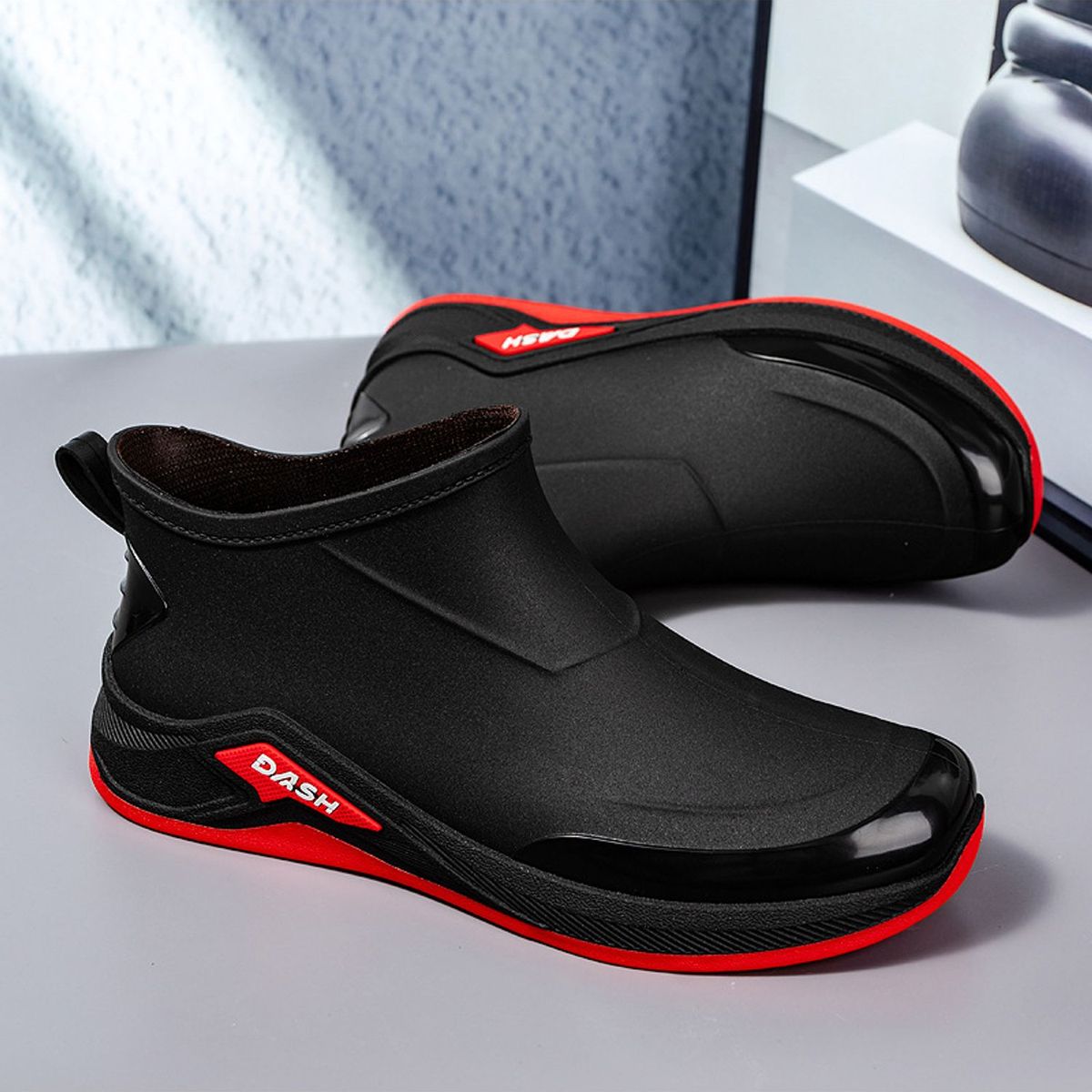 TIOZONEY - Botas de Agua Hombre-Rojo