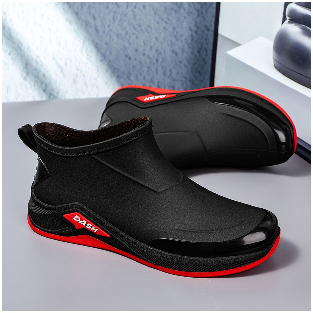TIOZONEY - Botas de Agua Hombre-Rojo