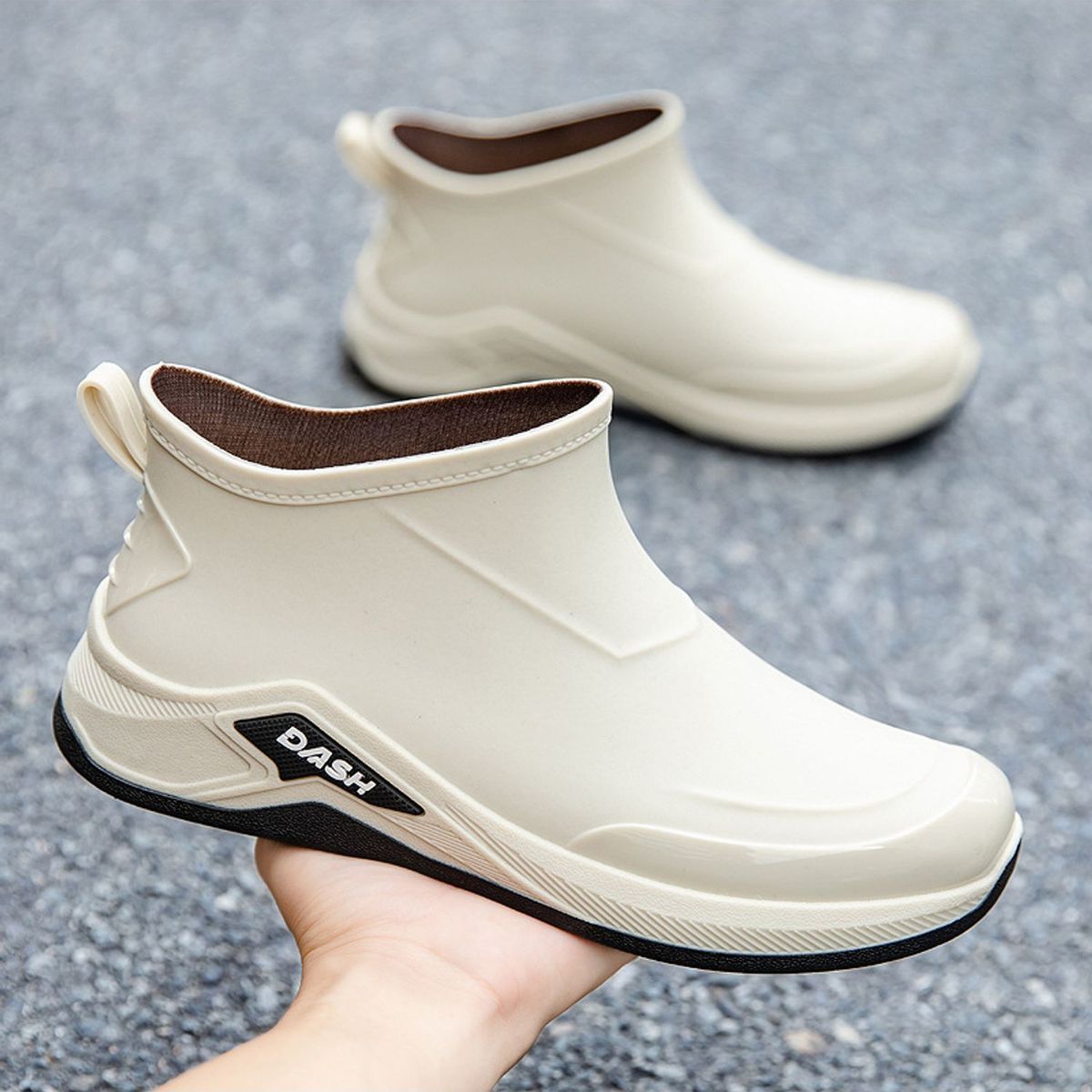 TIOZONEY - Botas de Agua Hombre-Blanco