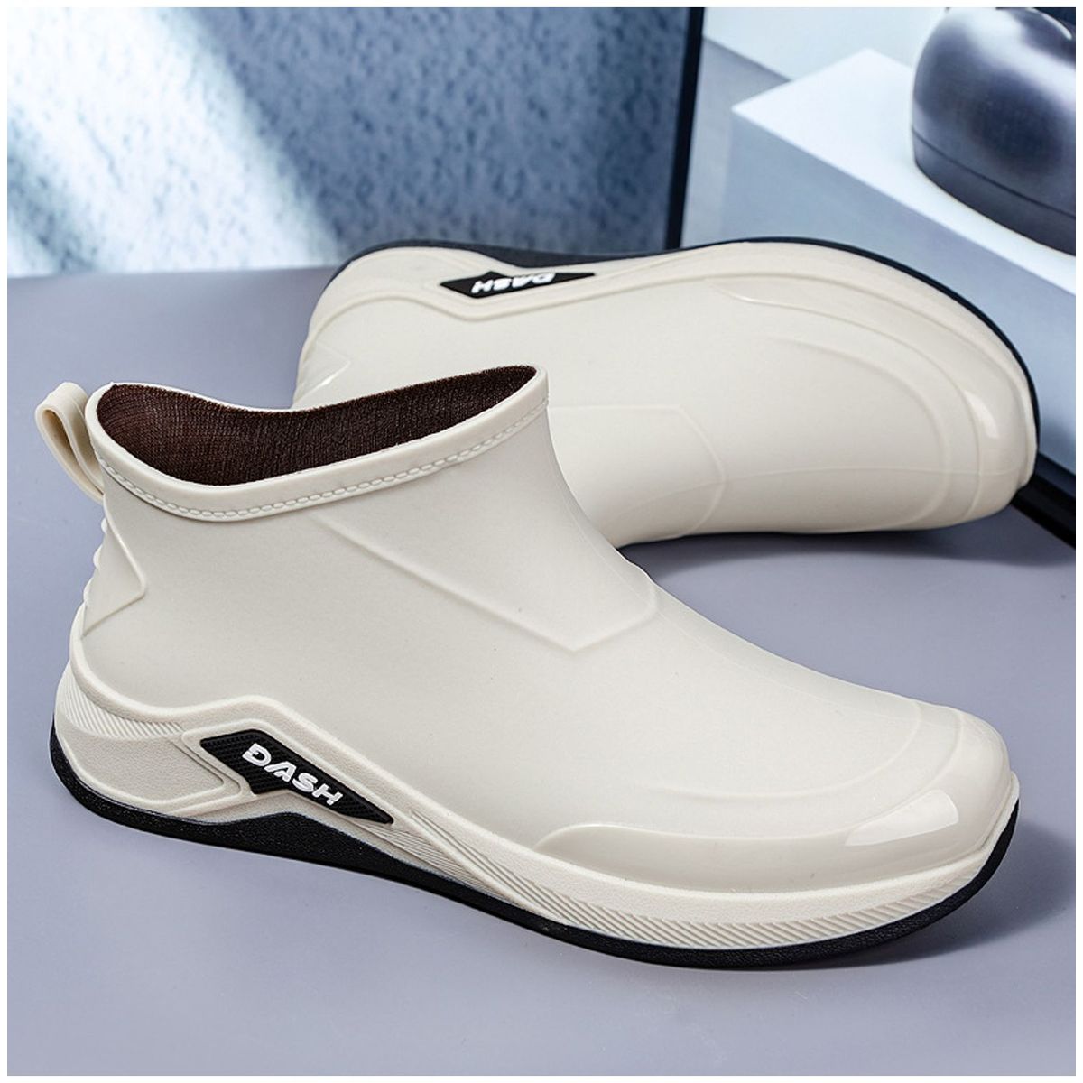 TIOZONEY - Botas de Agua Hombre-Blanco