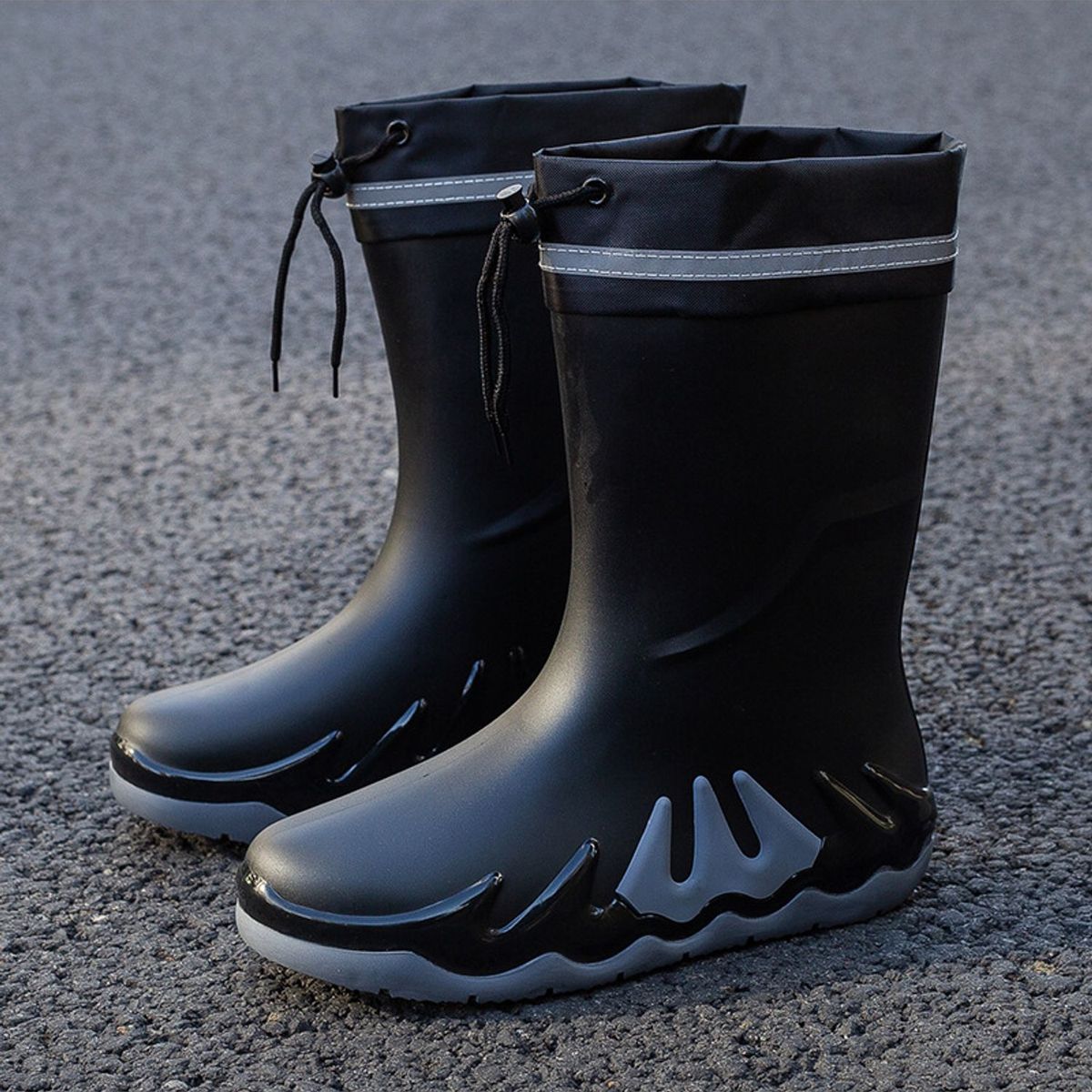 TIOZONEY - Botas de Agua Hombre-Gris