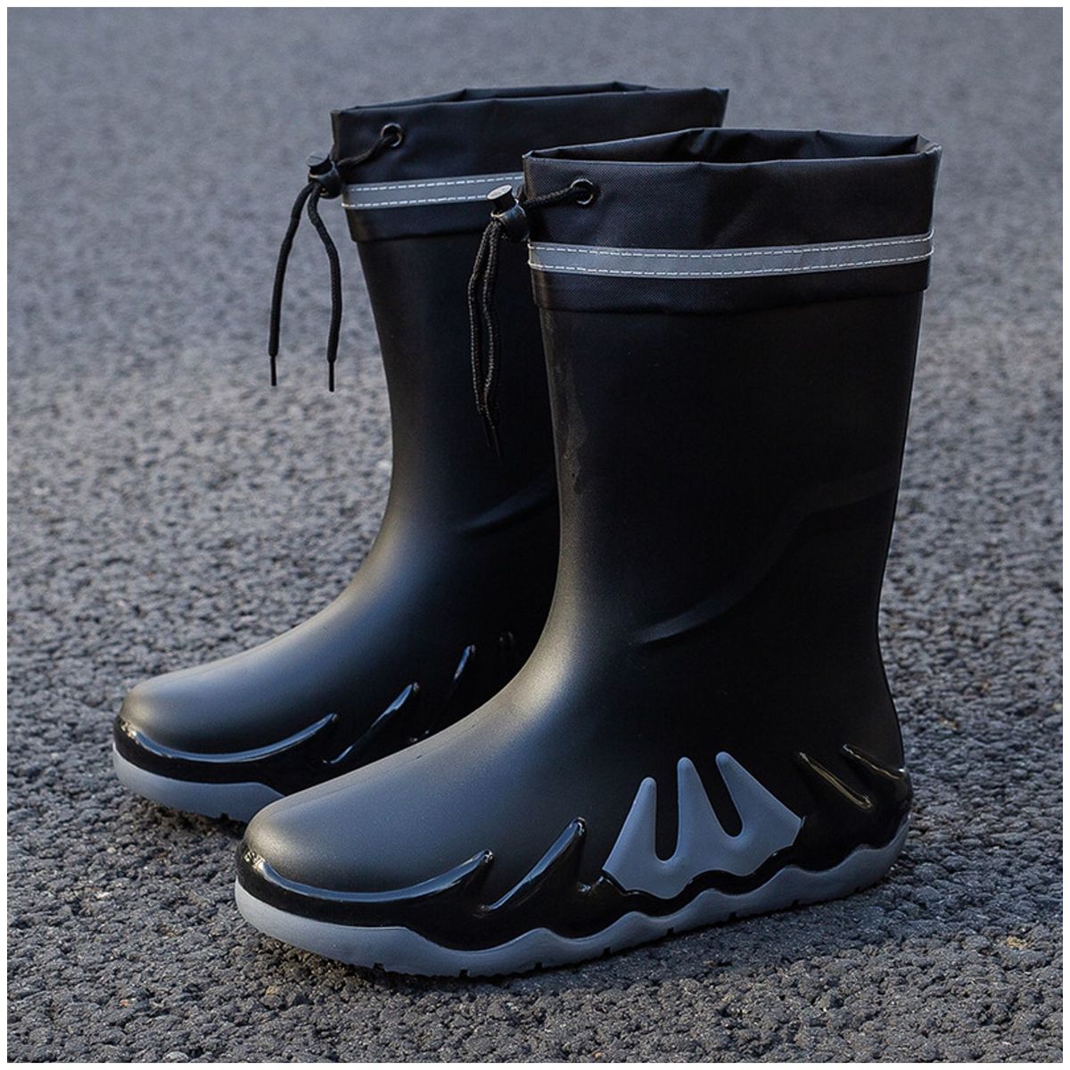 TIOZONEY - Botas de Agua Hombre-Gris