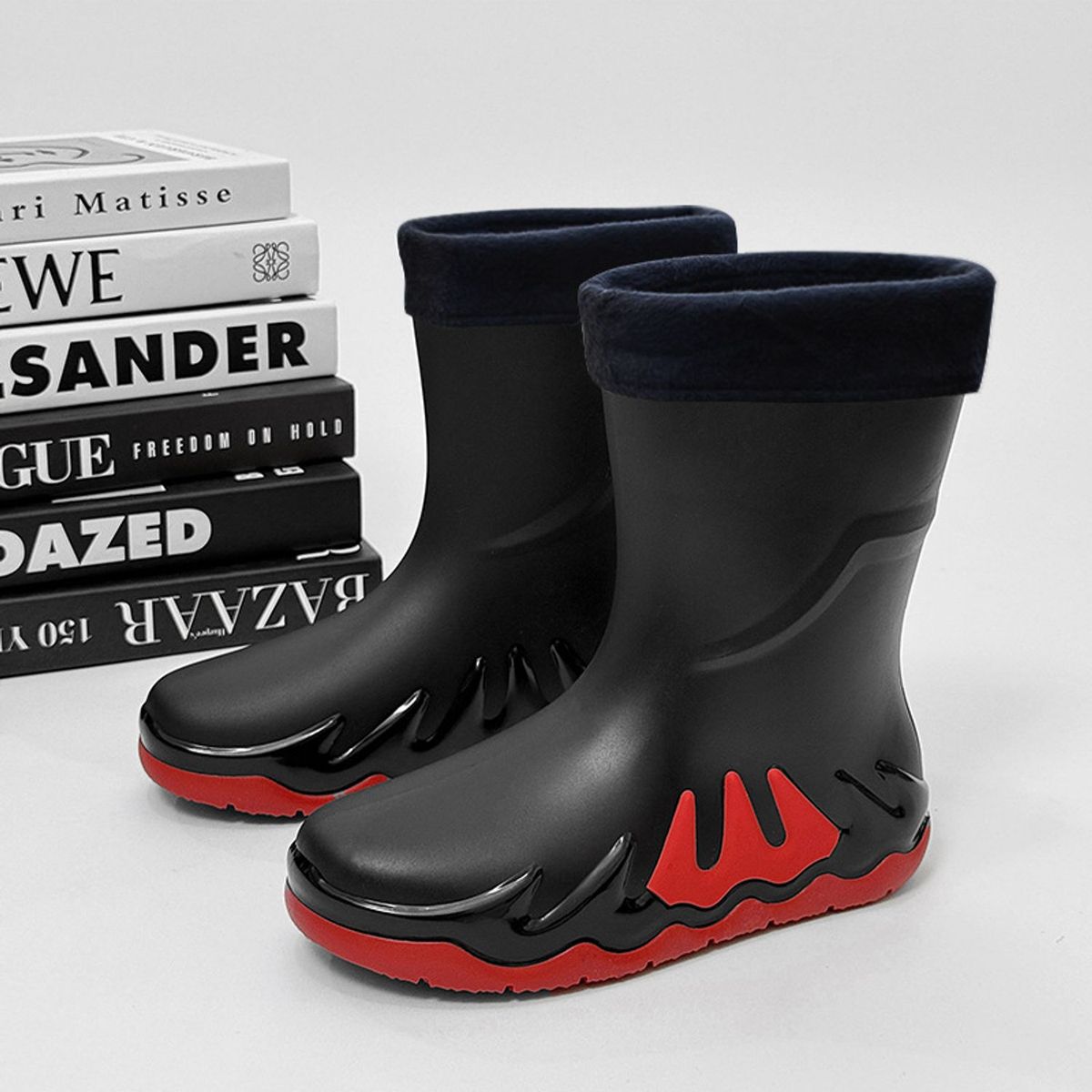 TIOZONEY - Botas de Agua Hombre-Rojo