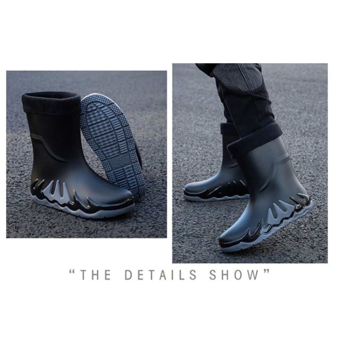 TIOZONEY - Botas de Agua Hombre-Gris